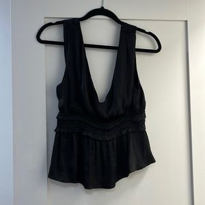 Silk Black Peplum Tank Top